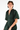 Puff Sleeve Zip Up Mini Dress in Green