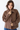 Drawstring Brown Denim Jacket