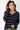Striped V Neck Top in Navy