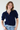 Collard Cable Sweater in Navy