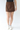 Faux Suede Yoke Mini Skirt in Brown