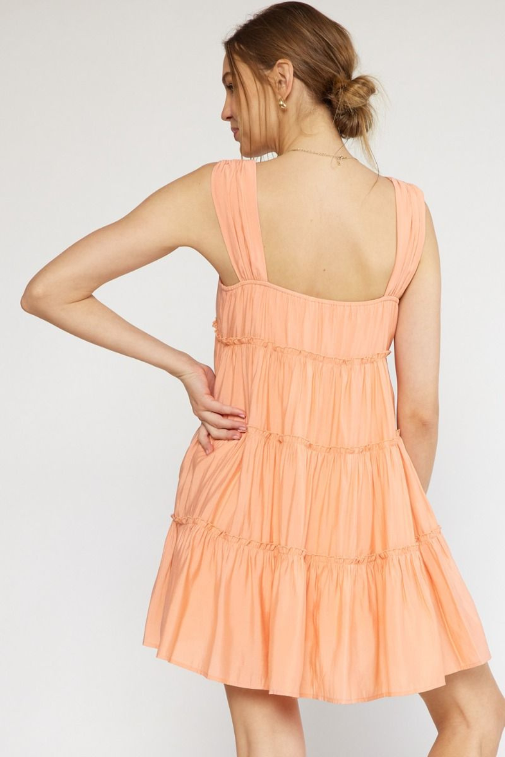 Wide Strap Tier Mini Dress In Peach