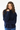 Split Hem Mock Neck Sweater in Navy