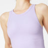 high neck ribbed crop tank top orchid purple