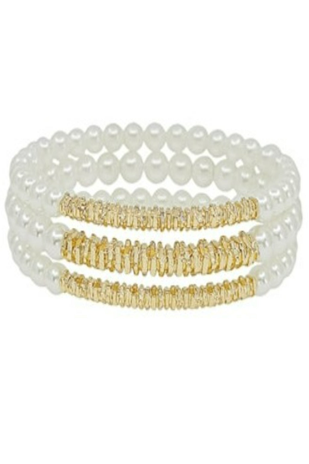 Pearl & Gold Stack Bracelets Set of 3